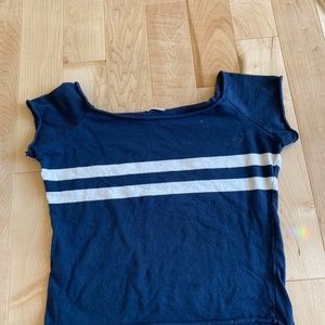 off shoulder navy brandy melvil top white stripe